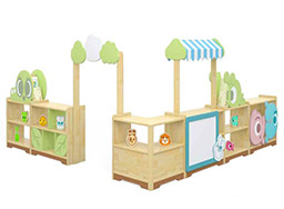  幼兒園區(qū)角展示柜收納架_幼教區(qū)角柜收納柜_實木教玩具柜