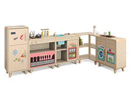 幼兒園兒童廚房親子柜_幼兒實木收納柜