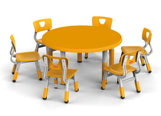 幼兒園塑料桌椅_圓形兒童家用課桌椅_幼兒園兒童家具